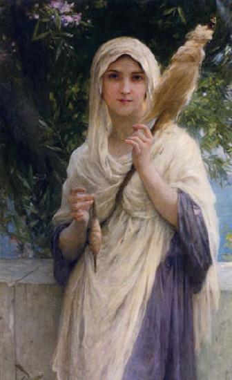 Charles-Amable Lenoir Spinner by the Sea oil painting image